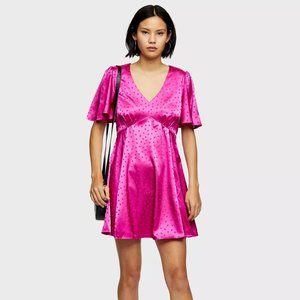 Miss Selfridge Dresses - Miss Selfridge pink jacquard tea dress US8 NWT